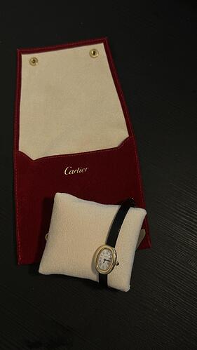 Cartier Baignoire black strap cafe style Cartier Baignoire watch